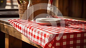 rustic red and white tablecloth