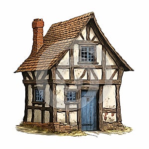 Rustic Renaissance Realism A Detailed Comic Book Art Of A Storybook House photo