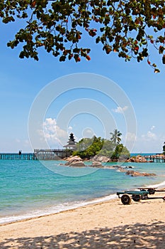 Rustic resort in a tropical island facing the sea