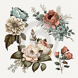 Rustic Romance Shabby Chic Flowers in a Country Setting - Generative AI