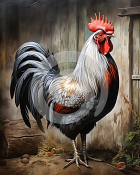 Rustic Rooster: A Stunning Illustration of Bolivian Beauty on a