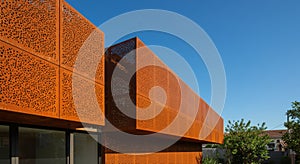 Rustic rusty metal building facade