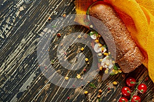 Rustic sandwich with set of ingridients