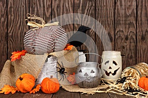 Rustic shabby chic Halloween decor scene