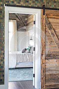 Rustic Sliding Barn Door to Master Bedroom