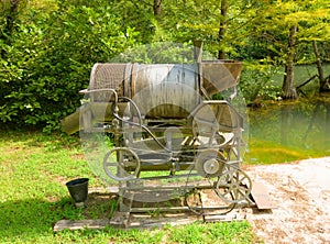 A rustic sluice used for mining placer gold