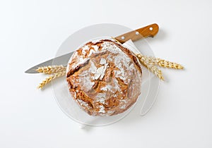 Rustic sourdough bread with crispy crust