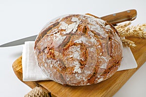 Rustic sourdough bread with crispy crust