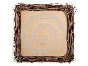 Rustic square frame isolated on white background