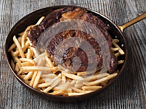 Rustic steak frites photo