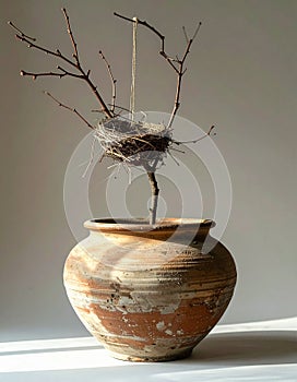 Rustic Still Life with an Empty Birds Nest