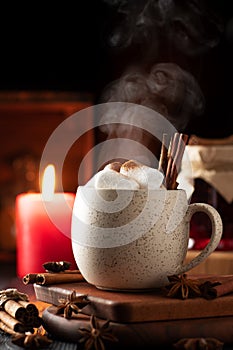 rustic still life with hot drink