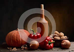 Rustic still life with vegetables