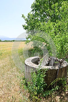 Rustic stone fountain