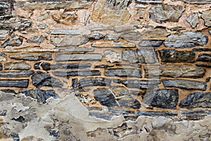 Rustic stone and mortar wall.