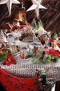 Christmas table with traditional pastries