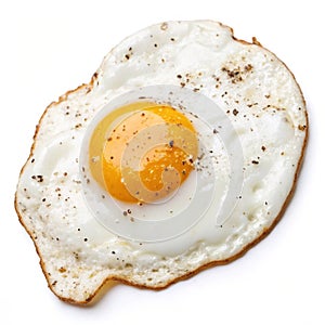 Rustic style fried egg isolated on white background photo