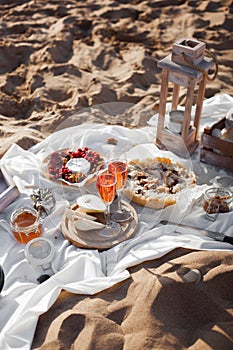 Rustic style picnic on the beach