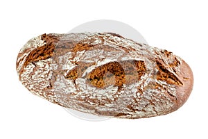 Rustic-style rye bread isolated on white background