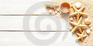 Rustic Summer Beach Wooden Background with Space for Text