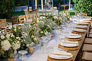 A rustic summer wedding table in Italy. photo