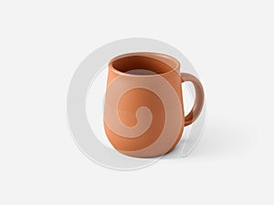 Rustic terracotta mug on a clean white background