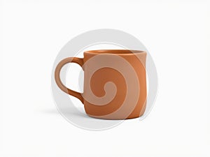 Rustic terracotta mug isolated on a clean white background