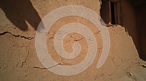 Rustic texture of adobe clay wall with rough surface