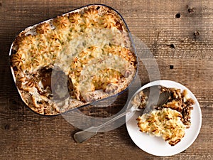 Rustic traditional british shepard pie