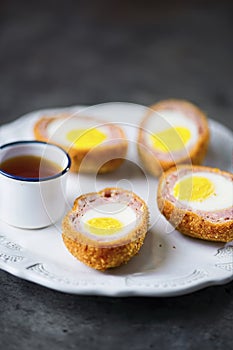 Rustic traditional english comfort pub food scotch egg