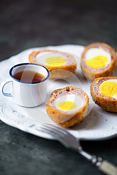 Rustic traditional english comfort pub food scotch egg