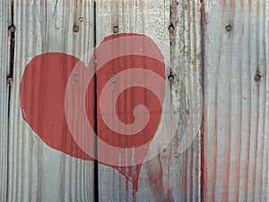 Rustic Valentine Heart on Weathered Wood Boards