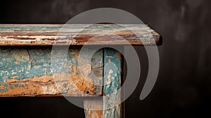 Rustic Vintage Console Table With Peeling Paint And Natural Grain photo