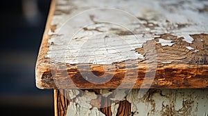 Rustic Vintage End Table With Cracked Wood And Peeling Paint