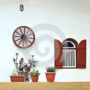 Rustic wagon wheel a wall