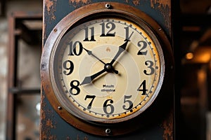 Rustic Wall Clock in a Vintage Industrial Environment