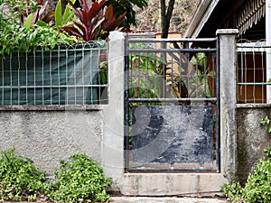 Rustic Wall With Gate Tropical Architecture Close Up