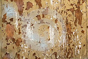Rustic and weathered paint on wood panel photo