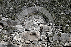 Rustic, Weathered Stone and Concrete Wall Located in Madeira, Portugal