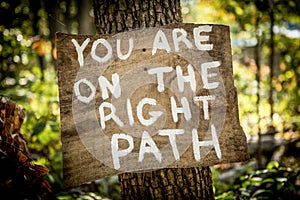 Rustic wedding sign with writing.