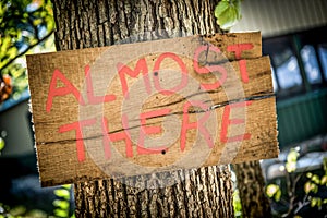 Rustic wedding sign with writing.