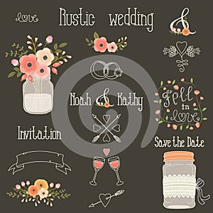 Rustic wedding vector design elements