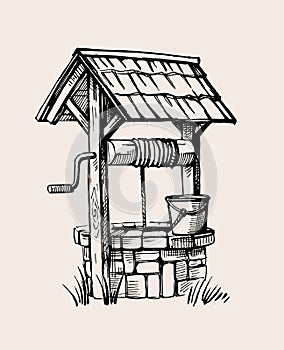 Rustic well sketch