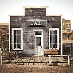 Rustic western town jail. photo