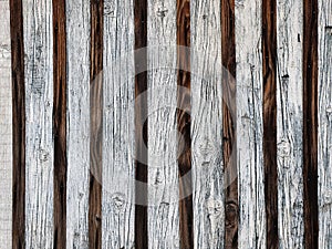 Rustic white and dark painted wooden plank boards with nails background with grunge texture