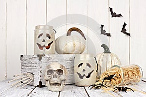 Rustic white Halloween decor