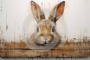 Rustic Wild rabbit blank sign. Generate Ai