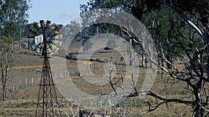 Rustic windmill in the countryside of Queensland