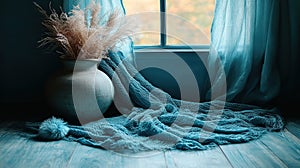 Rustic window display with muted tones