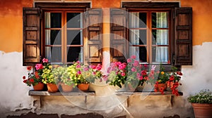 rustic window farmhouse building